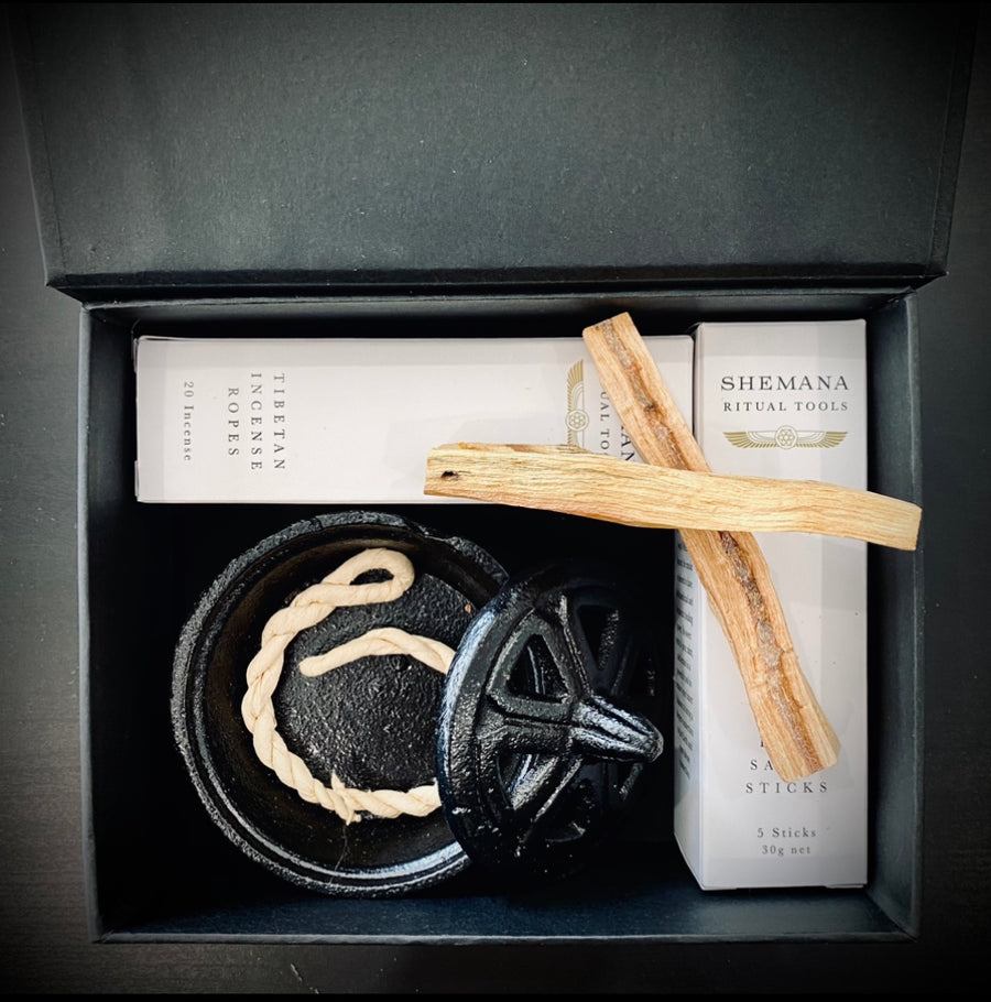 gift kit palo santo sticks and rope incense in gift box