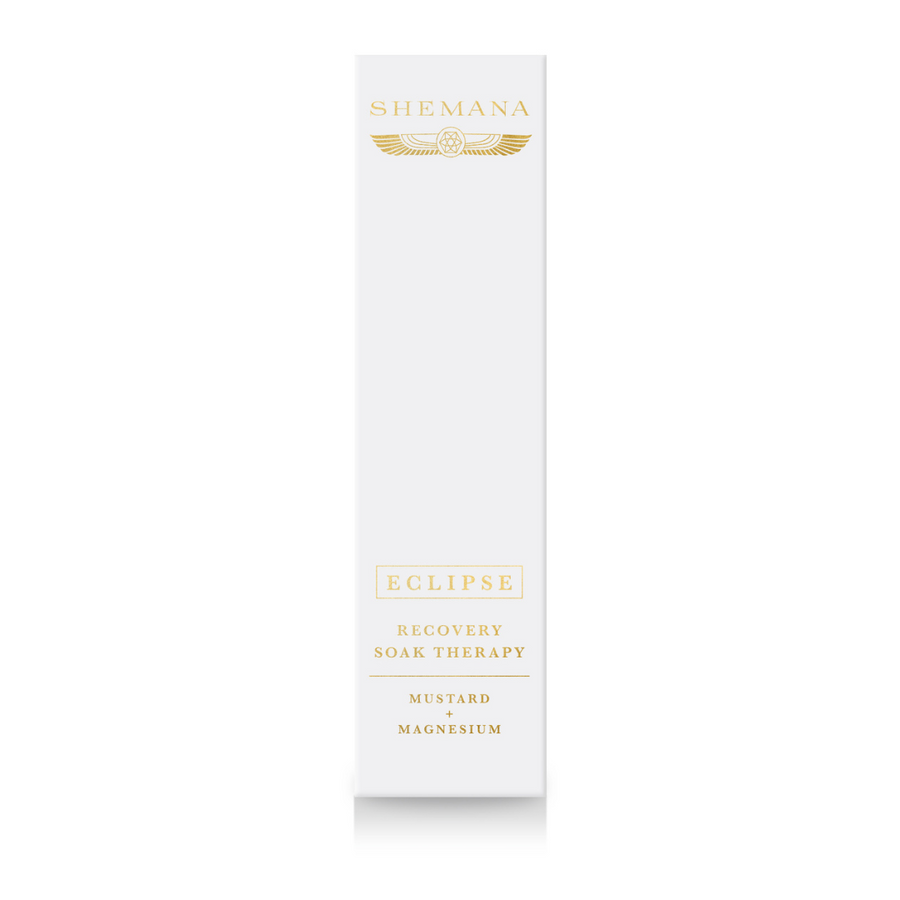 tall white box, Gold Shemana logo, Eclipse, soak therapy, mustard + magnesium 