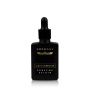 black perfume glass bottle, gold Shemana logo, elixir, 30ml 