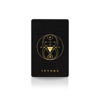 black oracle code card, gold coding, invoke, white background